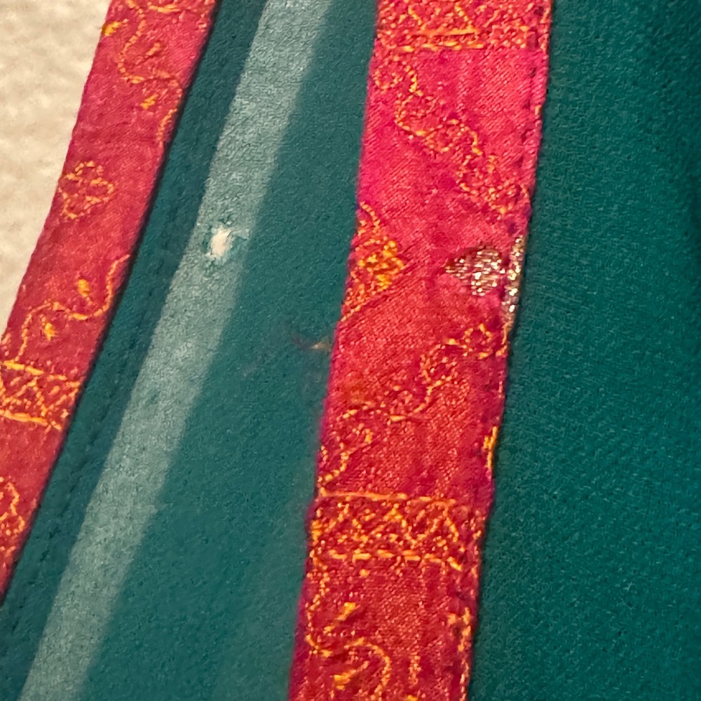 Indian Dupatta Teal Gold Pink Embroidered Zari Sheer Scarf Shawl Wrap - Picture 7 of 9